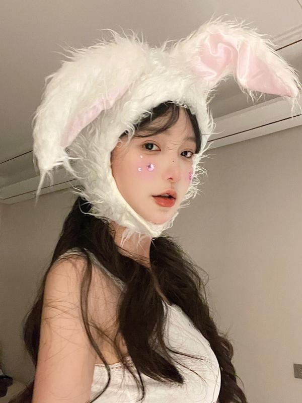 ヘッドカバー 女の子用 ウサギ耳 付き 帽子 秋冬 写真撮影 小道具 かわいい おもしろ コスプレ グッズ ハロウィン パーティー アクセサリー