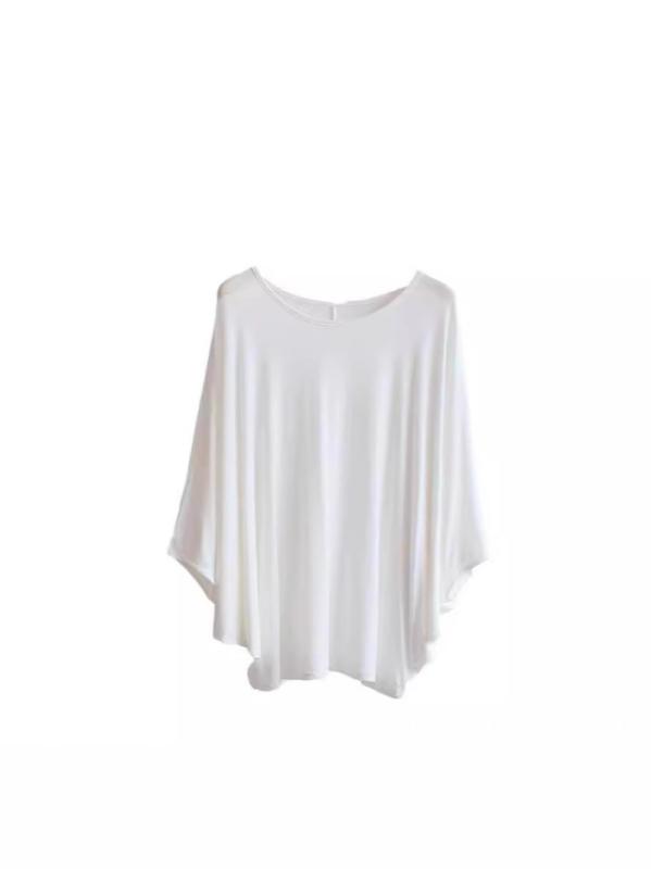 樂天商城 - Tシャツ 女性用 春夏 柔らか 薄手 バットスリーブ ゆったり 大きいサイズ ルーズフィット スリム効果 ラウンドネック トップス コットン混 吸湿速乾 通勤 普段使い カジュアル ブラック ホワイト ピンク グレー