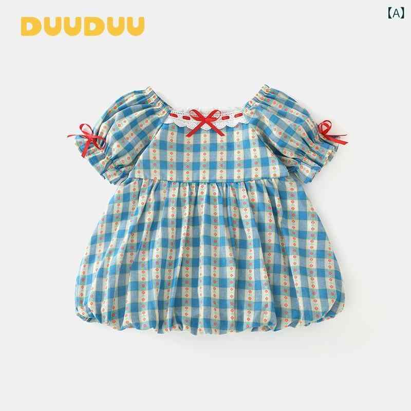 ワンピース ベビー 女の子 子供 ドレス 半袖 薄手 かわいい プリンセスドレス フレアスカート ガーリー キッズ服 おしゃれ 出産祝い 誕生日 プレゼント 記念日 お出かけ 普段着 贈り物 柔らかい素材 通気性 ふんわり 切り替え ナチュラル シンプル
