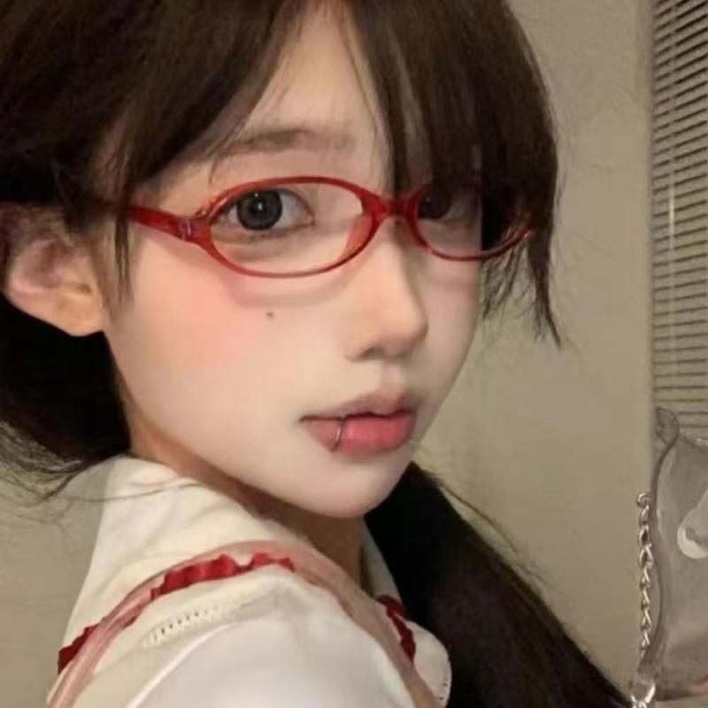 RENOMA - メンズ 眼鏡 フレーム 赤 小型 楕円形 学生用 ナチュラル 無度数 フェイスシェイプ 凹型 ファッション 知的な本好きスタイル 軽量 プラスチック素材 普段使い 通勤 通学 赤系 春夏 秋冬