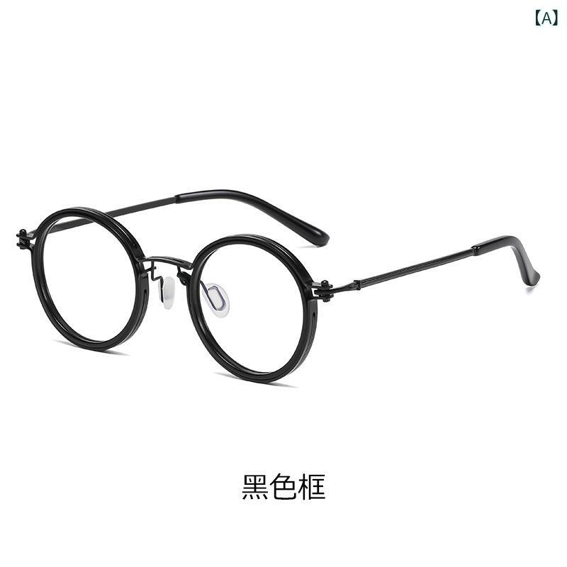 DIOR - メンズ メガネフレーム 丸型 復古 ファッション メンズ 丸フレーム パンクスタイル 金属製 防ブルーライト 平光 軽量 耐久性 ブラック シルバー