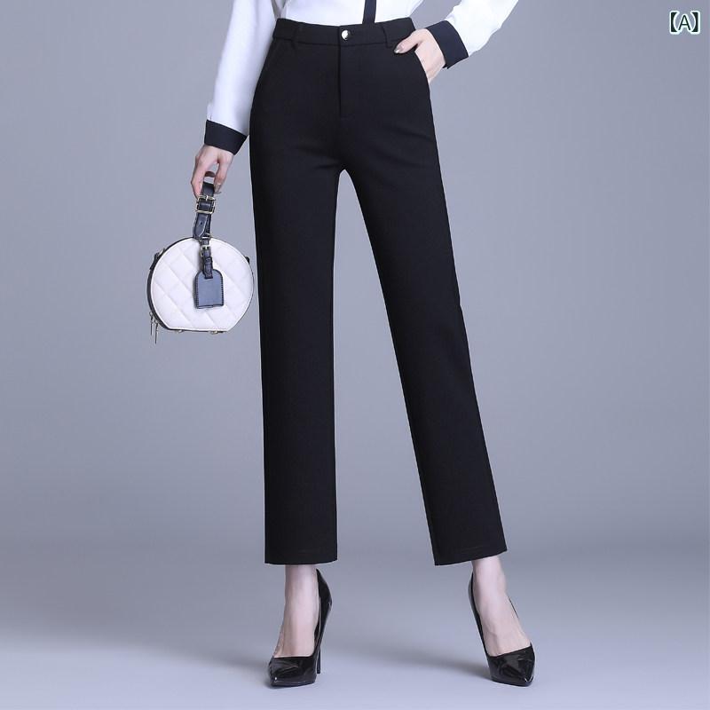 パンツ レディース ハイウエスト ストレート スーツパンツ ビジネス オフィス 通勤...