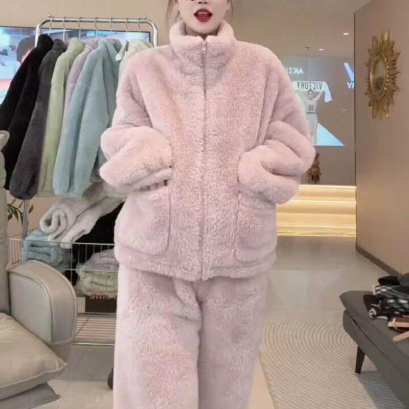 Other - レディース パジャマ セット ハイネック 厚手 コーラルフリース 冬用 部屋着 暖か 韓国 居宅服 柔らか素材 ゆったりシルエット