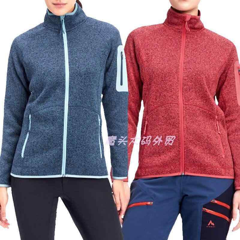 Jacket - レディース 春 ニット カーディガン 大きめサイズ ジッパー スタンドカラー アウトドア 暖か 柔らか素材 軽量 伸縮性 普段使い 通勤用 長袖 トップス