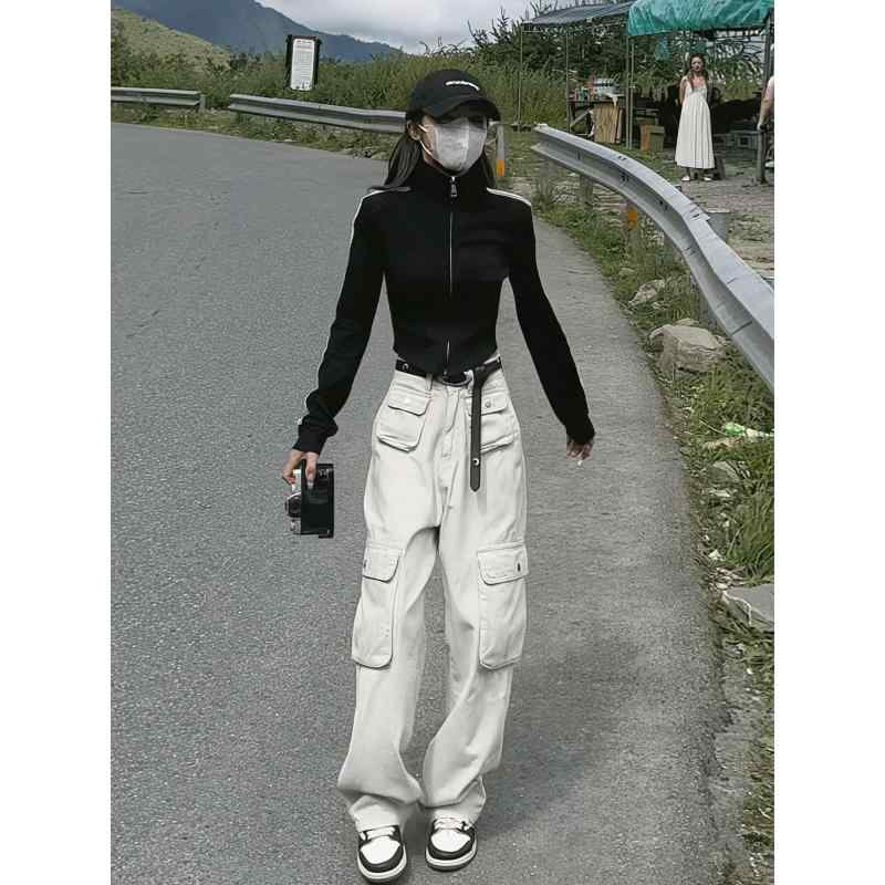 ジャケット レディース 短め丈 アシンメトリー スポーツ 3本ライン スタンドカラー 野球風 薄手 カーディガン カジュアル 普段使い 軽量 伸縮性