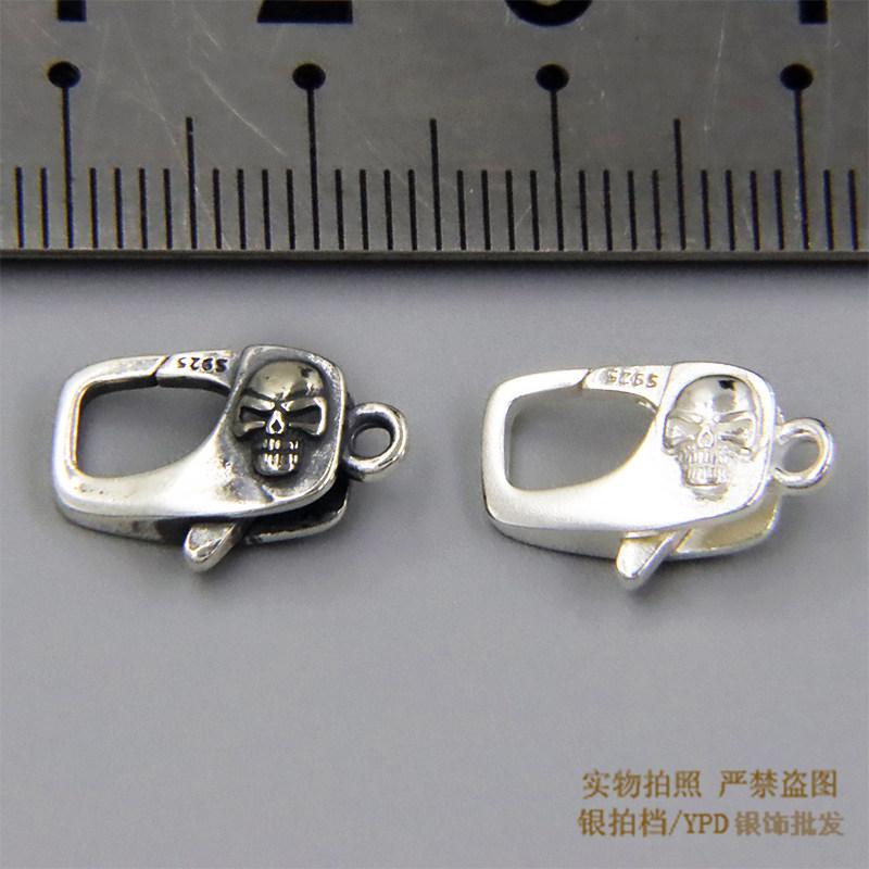 バックル 男女兼用 銀 レトロ スカル 方形 DIY パーツ ネックレス ブレスレット チ...