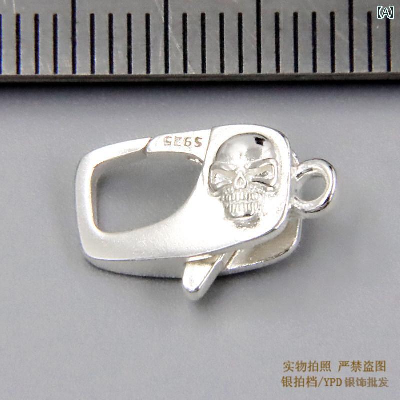 バックル 男女兼用 銀 レトロ スカル 方形 DIY パーツ ネックレス ブレスレット チ...