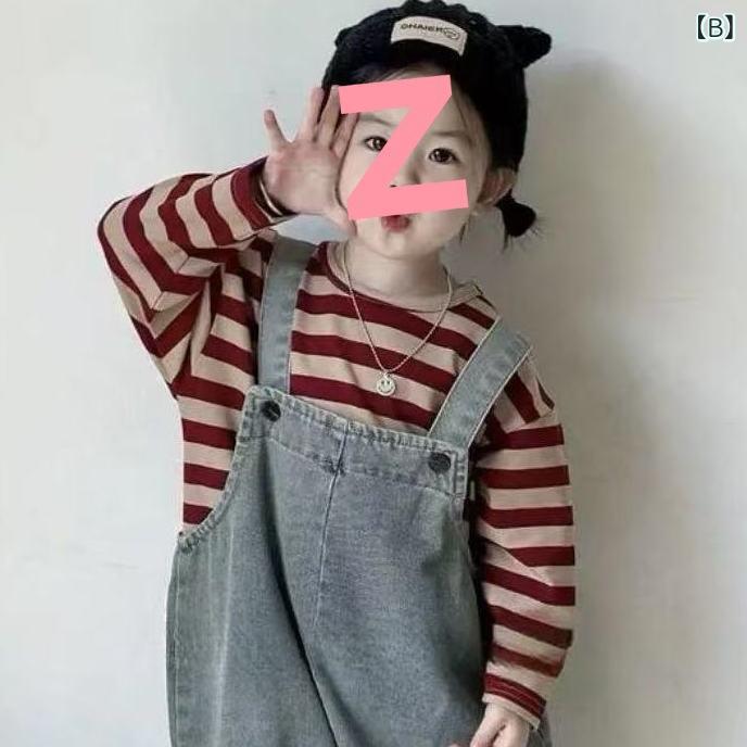 女の子 キッズ 復古 牛仔 背広ズボン セット かわいい ゆったり ワンピース オーバ...