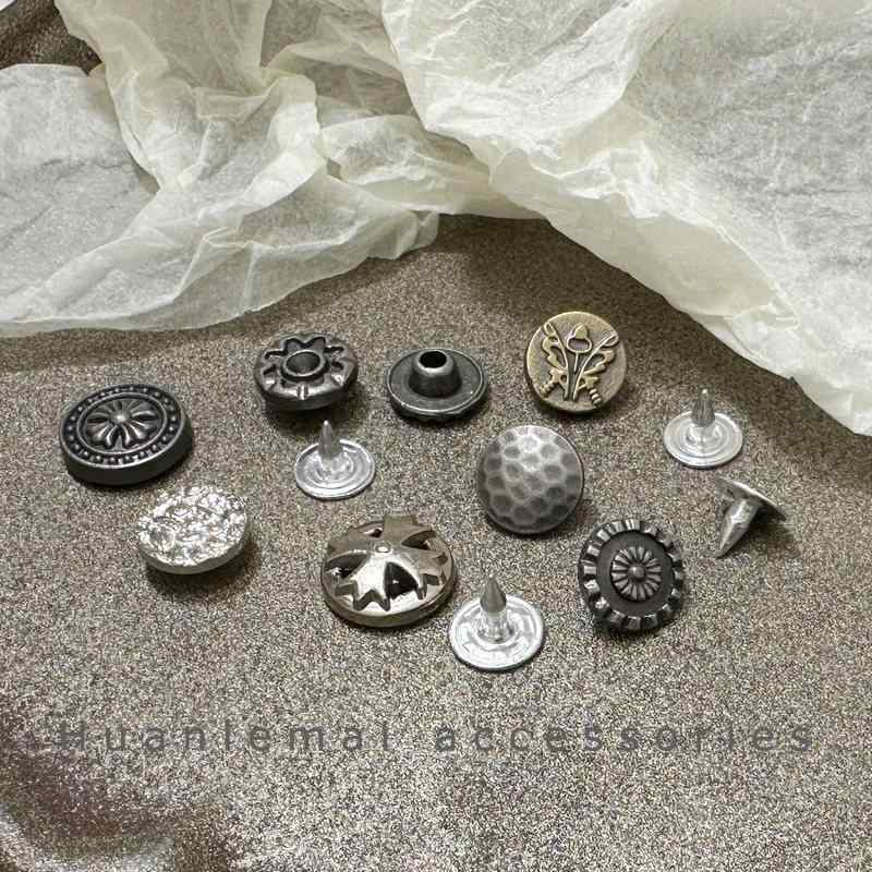 装飾パーツ デニムパンツ用 金属スタッズ ポケット 裾 スタッド バックル ボタン ...