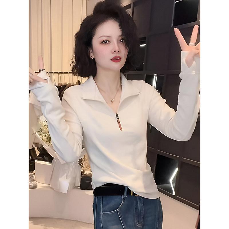 Jacket - スウェット レディース 春 スタンドカラー 半ジッパー 長袖 カジュアル 普段使い ファッション トップス ユニーク ベーシック アイテム
