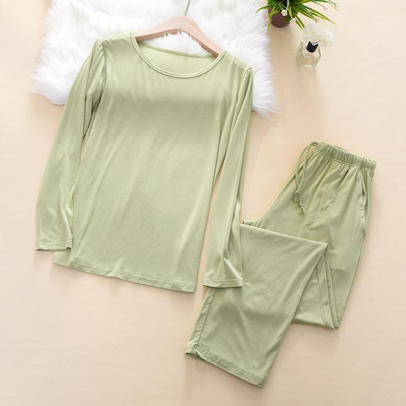 Underwear, Sleepwear - パジャマ レディース 長袖 長パンツ セット 春夏 薄手 再生繊維 通気性 伸縮性 シームレス ルームウェア 寝間着 カジュアル 家居服 接触冷感 吸湿速乾 軽量 柔らかい 肌触り
