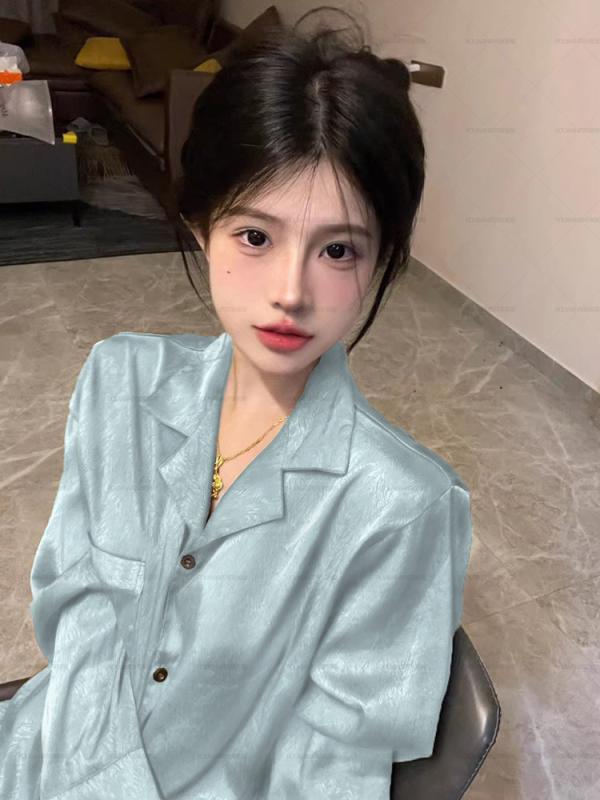 Other - ルームウェア 女性用 春秋 接触冷感 サテン パジャマ セット ゆったり 大きめ 高級感 外出着 かわいい スタイル 吸湿速乾 軽量 部屋着 ホームファッション