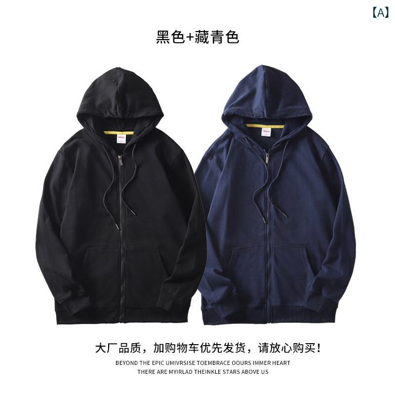 リバーパディのメンズ フード付き ジップ パーカー ゆったり シルエット グレー 厚手 フリース 裏地 綿 素材 学生 向け カジュアル アウター 秋冬 普段使い 軽量 伸縮性｜アングル2