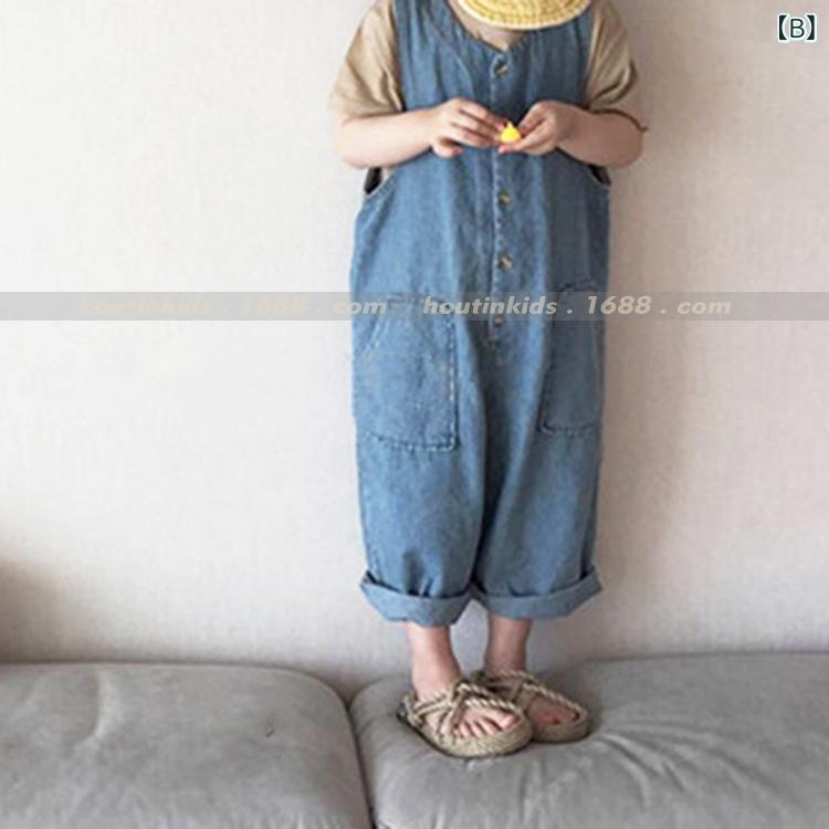 キッズ 親子 春夏 牛仔 ワンピース 薄手 フィット デニム ジャンプスーツ コットン...