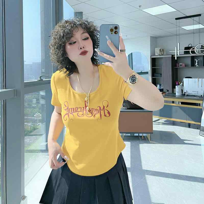 レディース 半袖 Tシャツ 甘辛スタイル アメリカン 正肩 大きいサイズ ぽっちゃり対応 性 スリムフィット 痩せ見え カジュアル トップス かわいい ゆったり 普段使い
