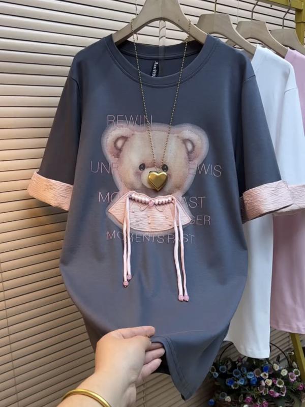 Three-Quarter - レディース ビッグサイズ Tシャツ トップス 夏 短袖 中長丈 ゆったり スリム効果 ぽっちゃり対応 カジュアル 普段使い 吸湿速乾 ストレッチ 軽量