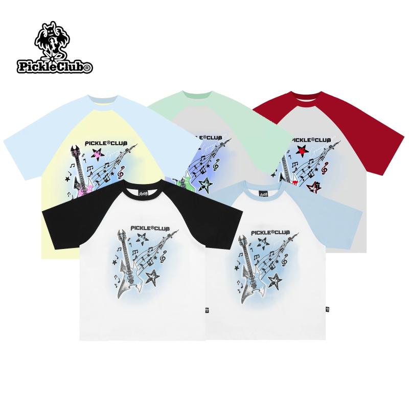 Tシャツ ユニセックス 短袖 ラグラン袖 ツートンカラー グラフィックプリント カジュアル トップス コットン素材 快適 普段使い 夏向け