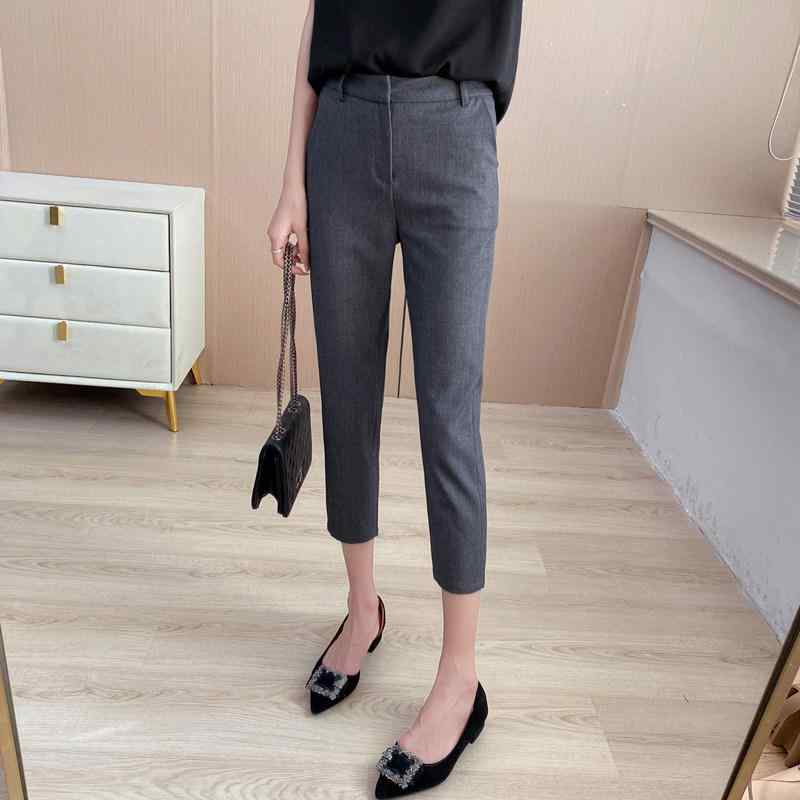Capri Pants - レディース 春夏 ハイウエスト テーパードパンツ スリム 細身 オフィス 通勤 カジュアル 薄手 軽量 伸縮性 吸湿速乾