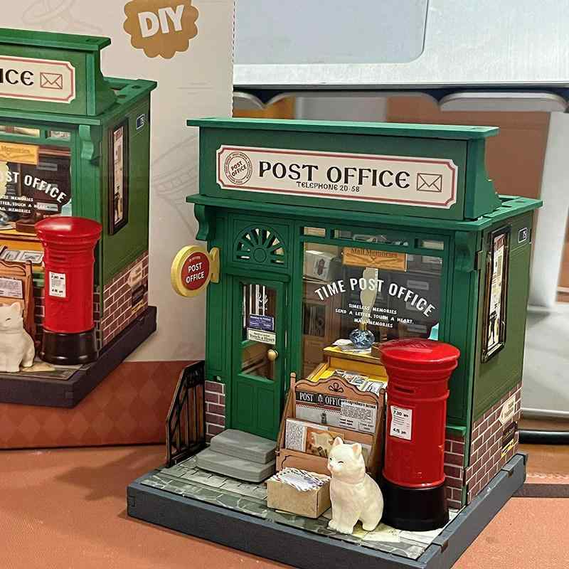 キッズ DIY ミニチュア 郵便局書店 ハウス模型 組み立てキット 知育玩具 パズル おもちゃ 創造性 発達 室内遊び 想像力