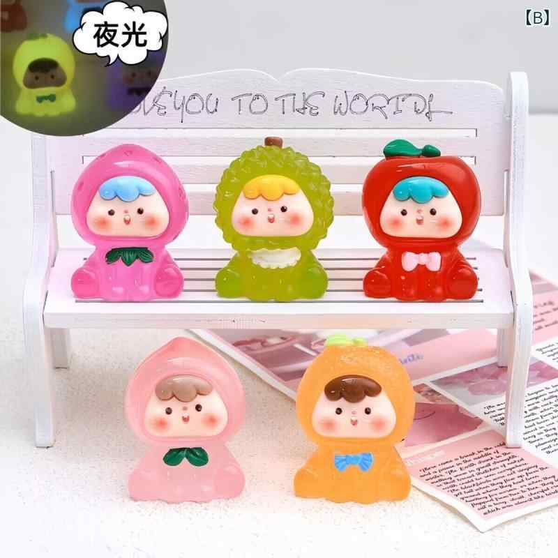 子供用 夜光 果物 ミニチュア 置物 DIY キット 蓄光 飾り 幼稚園 活動 プレゼント 室内 装飾 遊び 教材 かわいい 3
