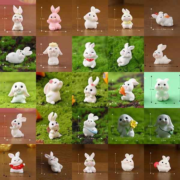 置物 子供用 ミニ 白うさぎ 古風 フィギュア 小型 かわいい 動物 幼稚園 賞品 デスク 飾り インテリア 部屋飾り品