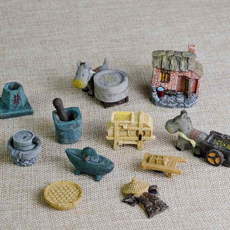 インテリア置物 レトロ農村ミニチュア景観 田舎小院生産ツールシーン マイクロスケープ小飾り デコレーション小物 再現模型