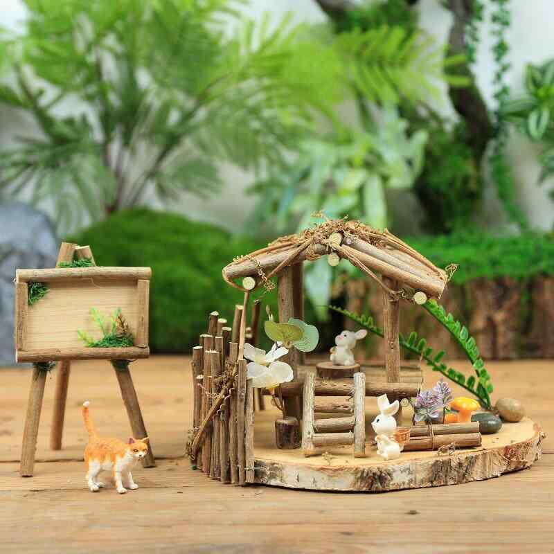 装飾置物 樹枝 小屋 庭園 別荘 インテリア 工作道具 田園風 デスクトップ オブジェ 自然素材 ミニチュア ガーデニング 飾り 田舎風 室内用 DIY アクセサリー