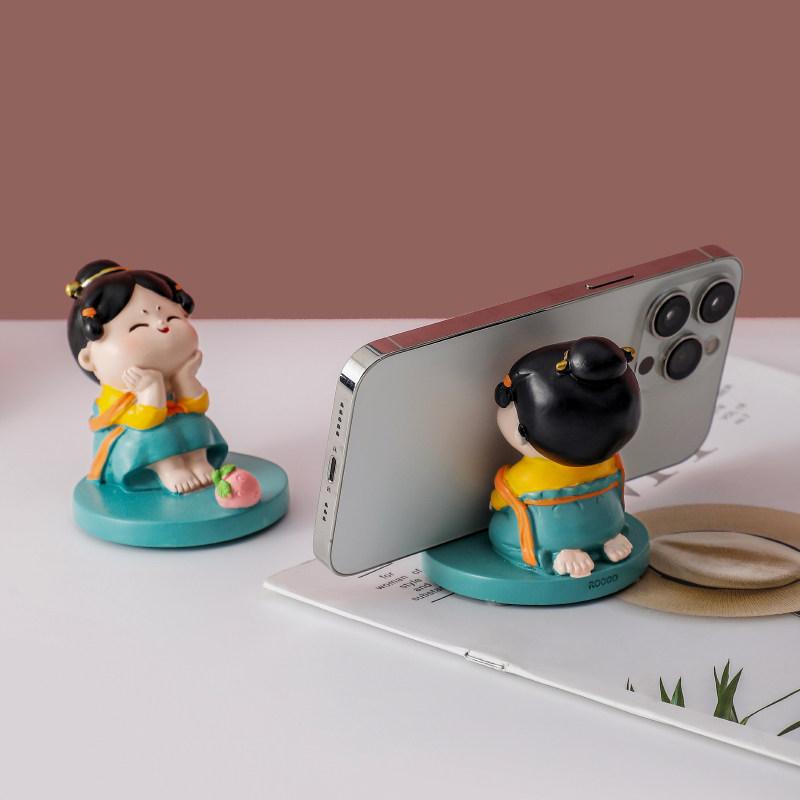 スマホスタンド 置物 中国風 美女 フィギュア 癒し系 女子用 デスクトップ インテリア オフィスデスク コンパクト ディスプレイ スタンド ホルダー アクセサリー