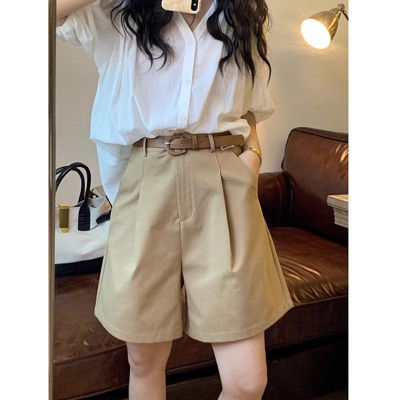 レディース 夏用 ハイウエスト ワイドレッグ ショートパンツ カーキ色 大きいサイズ スリム見せ Aライン ストレート 5分丈 カジュアル 普段使い コーディネートしやすい ゆったりシルエット・・詳細: ポケット・腰高: 高腰・丈: 五分丈・パンツ型: ワイドレッグ・厚み: 普通・サイズ展開: S.M.L.XL.2XL.3XL.4XL・カラー展開: カーキ.黒.白
