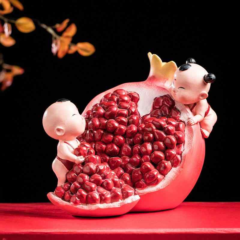置物 ざくろ 糖葫芦 樹脂製 装飾 子宝祈願 多子多福 縁起物 インテリア ラッキーアイテム デコレーション 幸運 家庭用