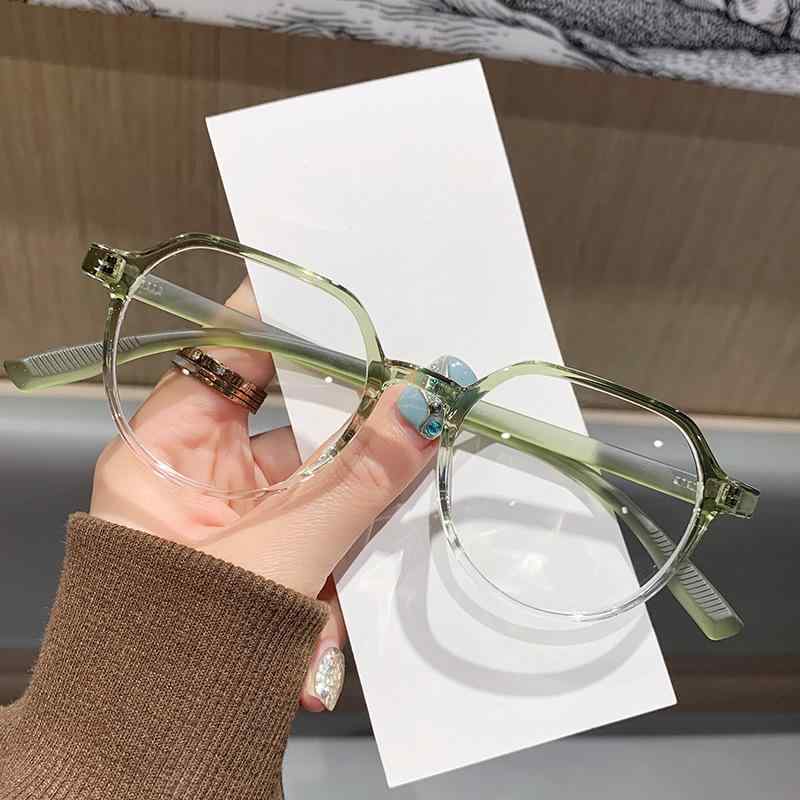 Glasses - メンズ レディース ユニセックス メガネフレーム 韓国 TR素材 軽量 百搭 スクエア ラウンド 対応 顔型補正 素顔映え スリム効果 近視対応 レンズ交換可能 普段使い シンプル ブラック クリア シルバー 通年使用
