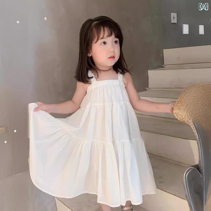 ワンピース キッズ 女の子 子供服 キャミソールワンピース 吊り下げスカート ノー...
