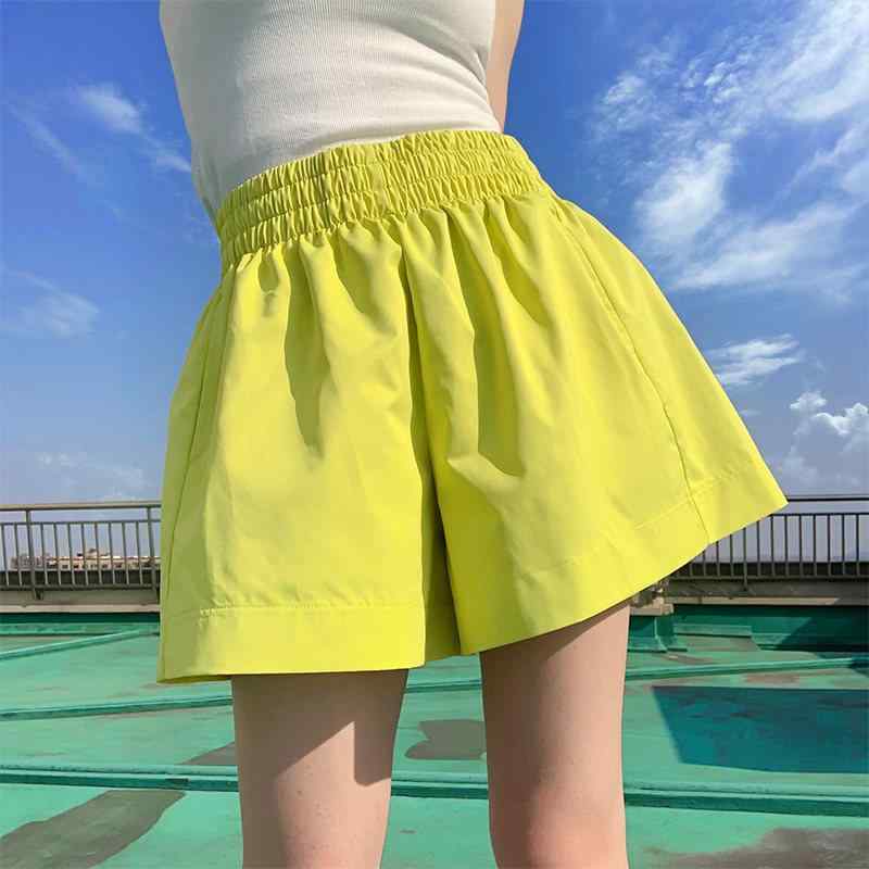 ショートパンツ レディース 高腰 Aライン ワイドレッグ 夏用 薄手 伸縮腰 ゆったり スリム効果 カジュアル カラフル 普段使い 軽量 吸湿速乾