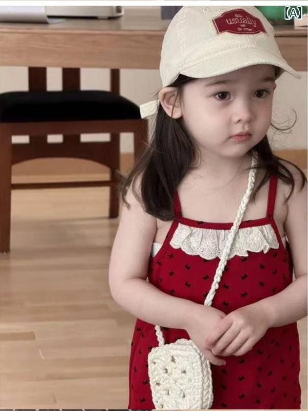 女児 ドレス 春夏 女の子 子供服 赤ちゃん かわいい レース ポルカドット 吊り下げ...