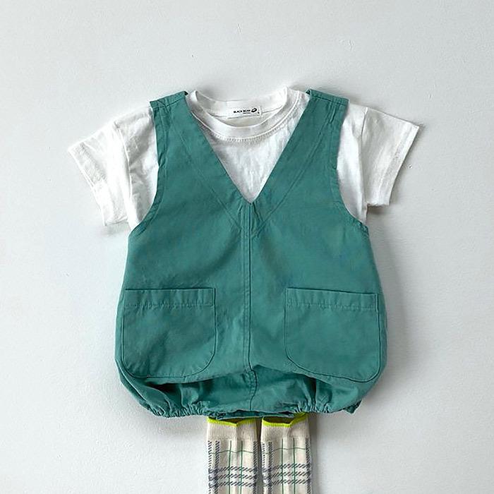 ベビー 服 韓国 赤ちゃん 夏用 柔らかい デニム ロンパース コットン 背広 ストラップ クローリング 服 吸湿速乾 軽量 通気性 普段使い 男の子 女の子