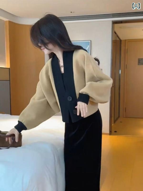 Rakuten - カーディガン レディース 秋冬 ショート丈 ゆったり フィット ビッグシルエット ニット 上品 スタイリッシュ 暖かみ 柔らかい ウール調 素材 カジュアル レイヤード 日常使い