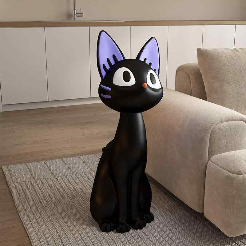 インテリア 置物 黒猫 アート調 大型 リビング デコレーション フロア スタンド ソファ 横 テレビ台 サイド 雑貨 飾り ブラック カラー モダン
