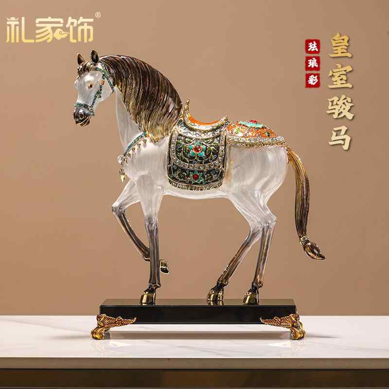 置物 皇室騎馬 成功祈願 エナメル彩