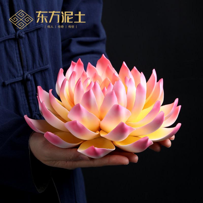 乐天商城 - 置物 陶器 蓮の花 禅意 インテリア 雑貨 リビング 茶室 仏堂 装飾 オブジェ ホームデコ 瞑想風 伝統工芸