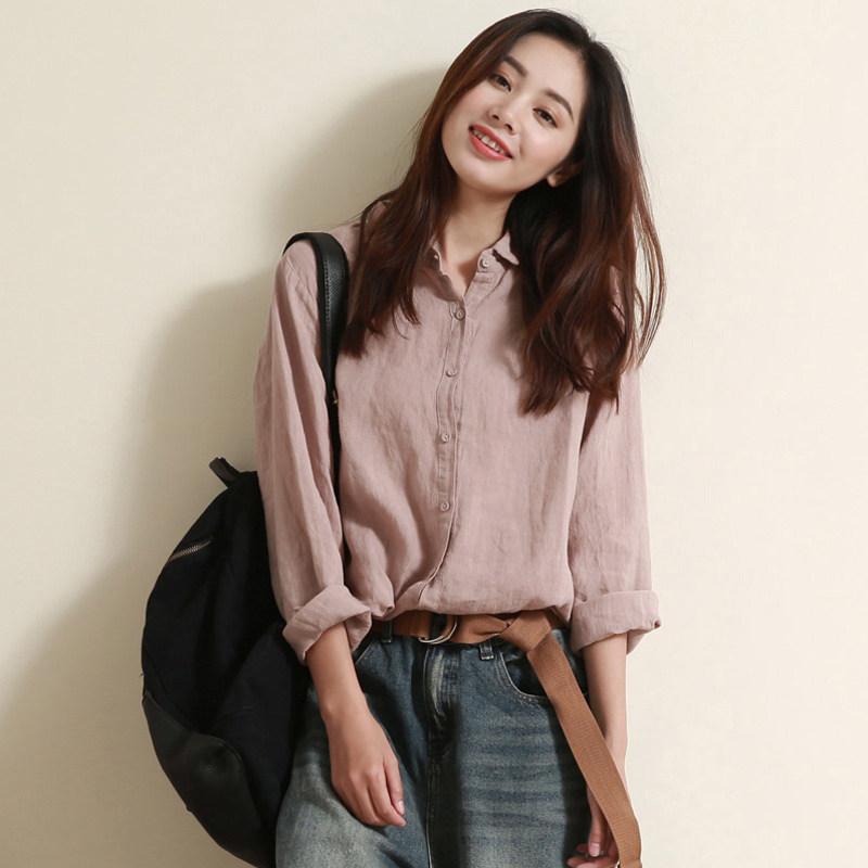 レディース コットンリネン シャツ ゆったり 長袖 トップス 麻混 フィット ユニーク ボヘミアン スタイル 軽量 通勤 普段使い