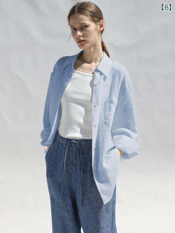シャツ レディース 白 ゆったり 綿麻 UVカット 春夏 ビッグシルエット トップス アウター 軽量 日常使い 防紫外線 麻素材 合わせやすい 3