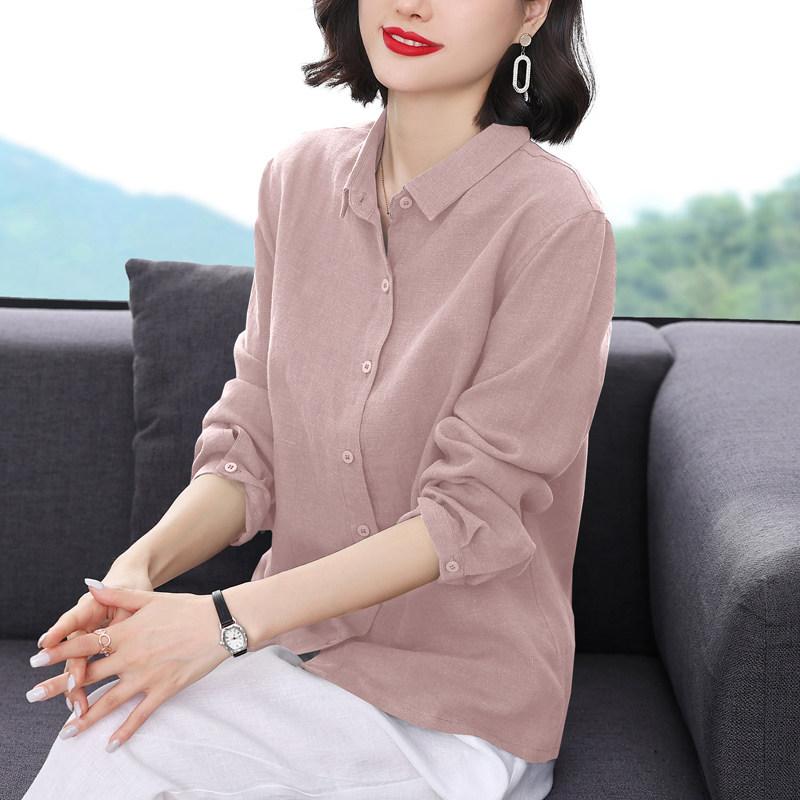 レディース 春夏 ゆったり長袖 麻 ブラウス 綿麻 トップス アーティスティック 軽量 吸湿速乾 通勤 普段使い