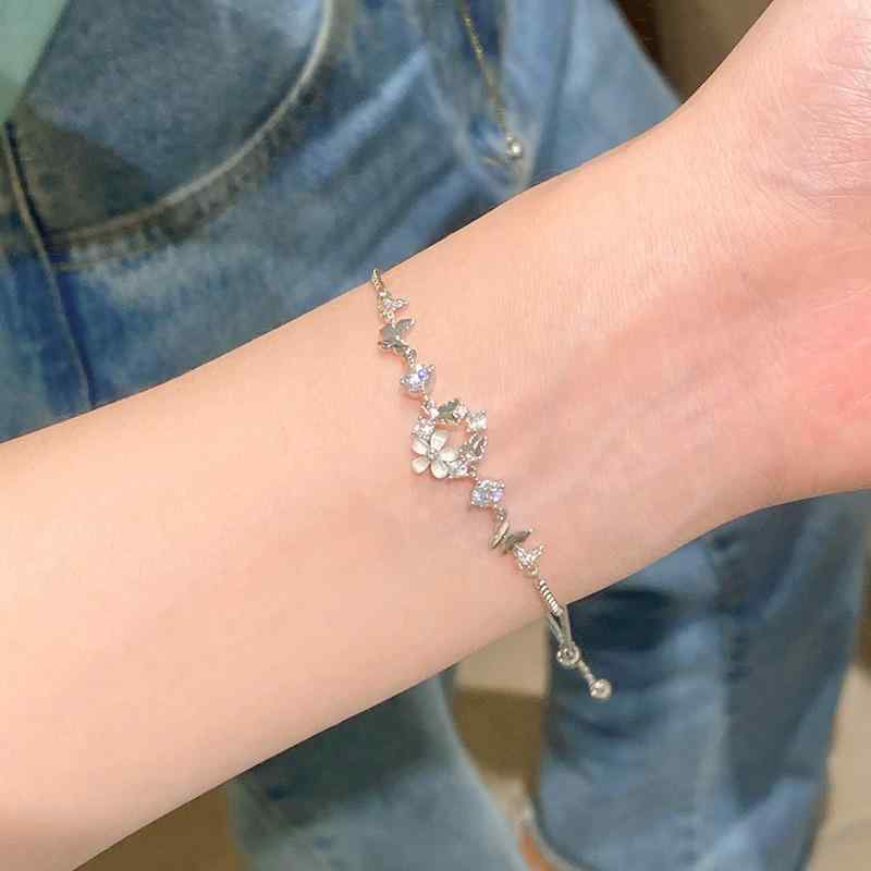 ブレスレット レディース アクセサリー ジュエリー 森系 花柄 抽拉式 調節可能 チ...