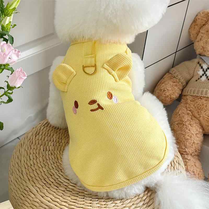 春夏 ペット服 犬猫用 小型犬対応 ワッフル柄 ベスト リード対応 カジュアル 軽量 吸湿速乾 通気性 かわいい