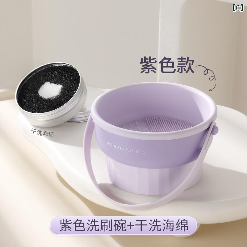 メイクブラシクリーナー レディース 化粧筆洗浄機 シリコン製 クリーニングマット パフクリーナー 洗濯ブラシ 干し台 水洗い 傷まない 筆洗い 立てて干せる メイクツール スタンド メイクスポンジ クレンザー 多機能 便利グッズ 持ち運び 旅行用 riverpaddy-11510332 リバーパディ サンプル画像3