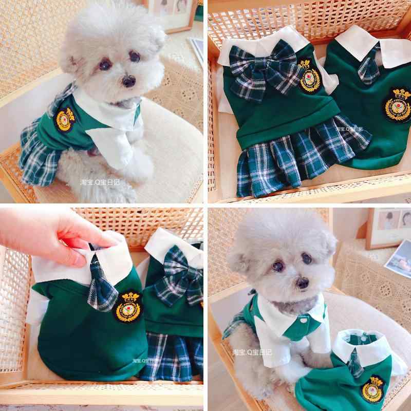 ペット服 小型犬猫用 オールシーズン ワンピース 連体服 母犬公犬 カップル マッチング Tシャツ かわいい 軽量 綿素材 通年使い 室内着 アウトドア ピンク系 ブルー グレー