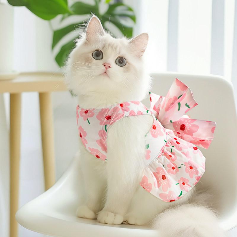 ペット ワンピース 春夏 プリンセス スカート 毛抜け防止 猫 犬 用 かわいい 軽量 通気性 良い 素材