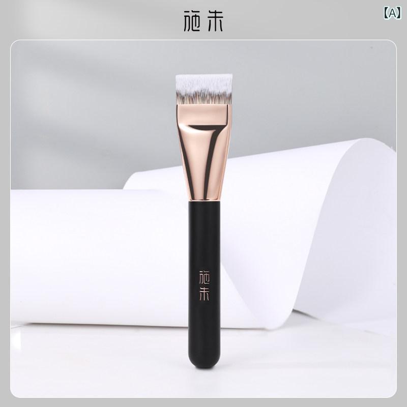 メイクブラシ 女性用 ファンデーションブラシ 黒檀木製 無痕 ベースメイク リキッ...