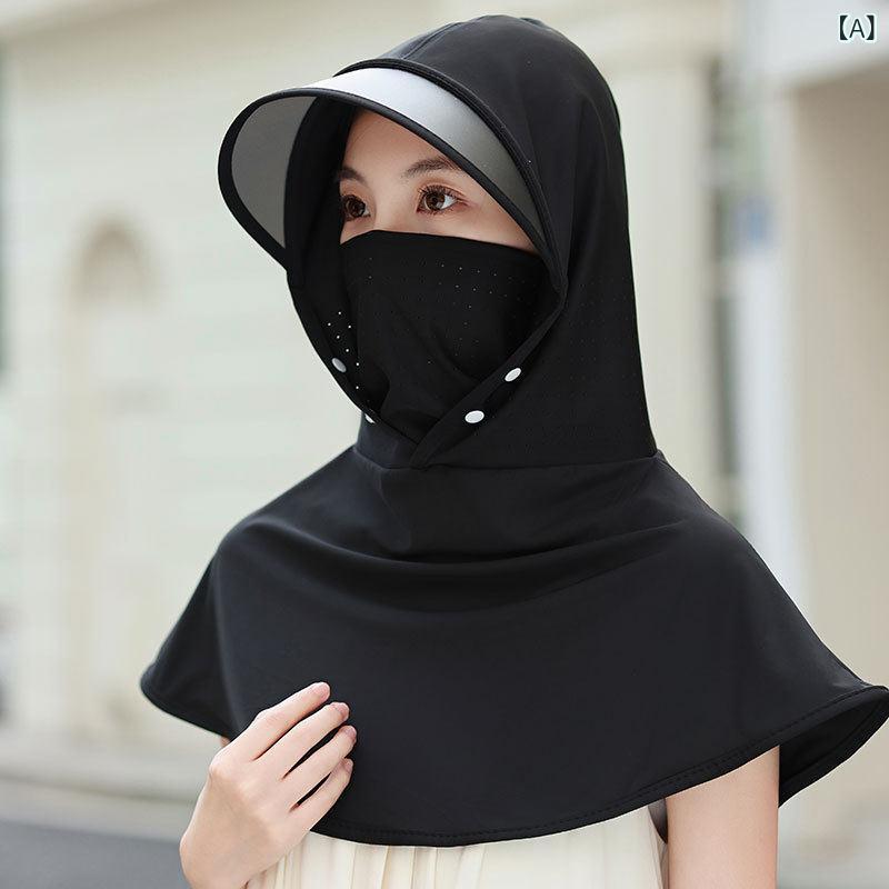 Rakuten - 帽子 レディース 夏用 接触冷感 UVカット 日よけ 顔カバー アウトドア 防晒 ショール一体 サイクリング キャップ 軽量 伸縮性 吸湿速乾 ブラック ピンク系