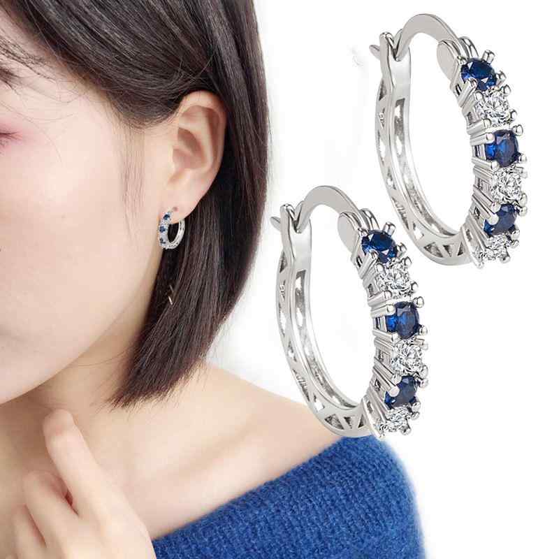 Rakuten - イヤリング 女性用 グリーン ジルコニア ブルー アクアマリン ファッション 耳飾り 軽量 輝き スタッド イヤーカフ 多彩 宝石 アクセサリー 普段使い 華やか シンプル デザイン 日常